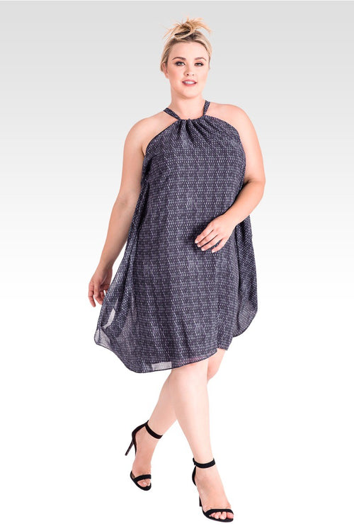 Plus Size Channing Snakeskin Choker Trapeze Chiffon Dress