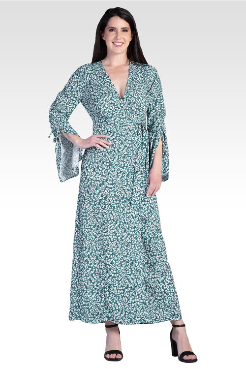leopard wrap maxi dress Long-sleeve Leopard Print Wrap Maxi Dress