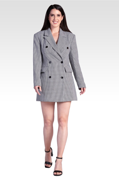 Ila Women's Houndstooth Double-Breasted Blazer Mini Dress