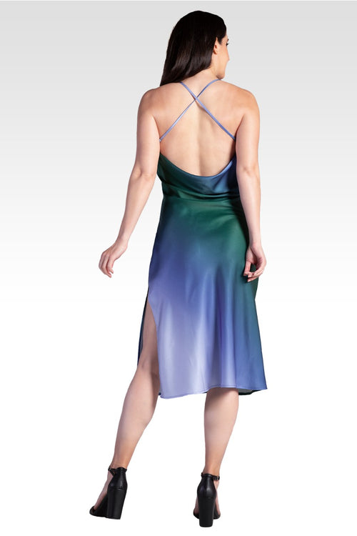 Avi Women's Ombre Glacial Blue Asymmetric Satin Slip Dress