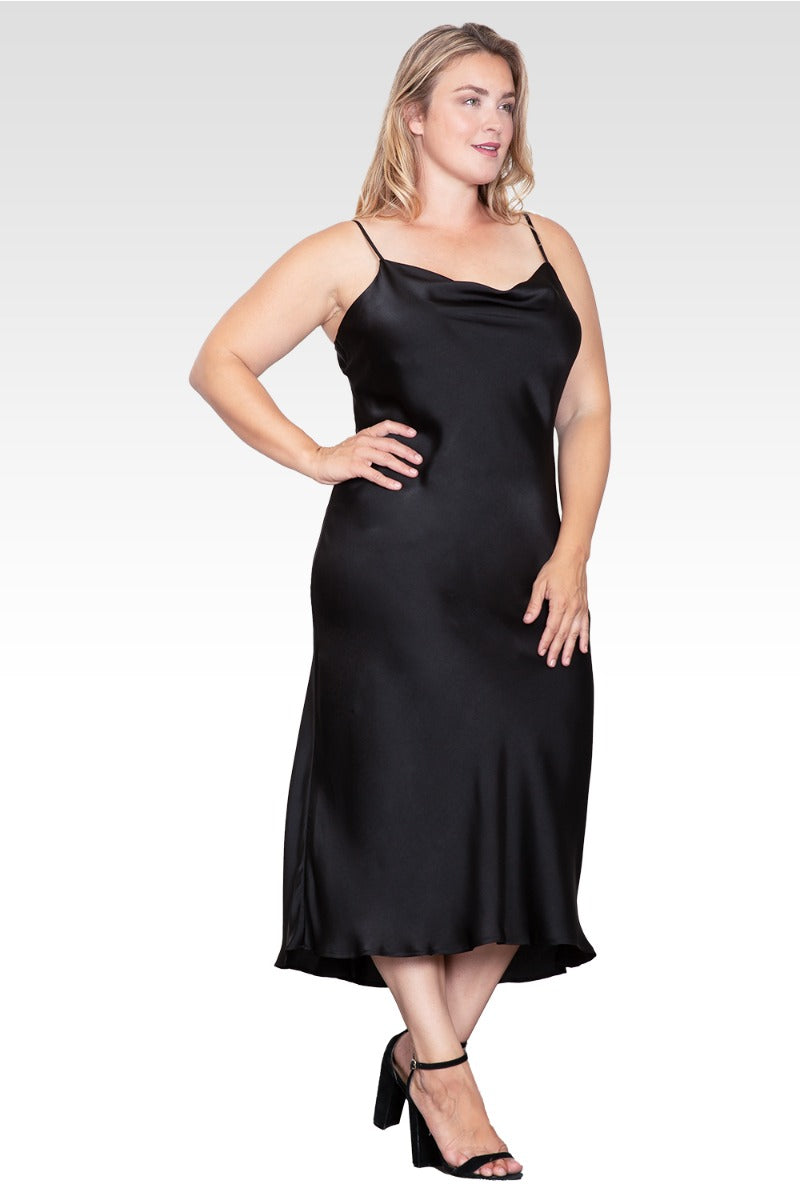 black plus size satin dress Satin Maxi Dress