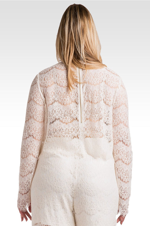 Plus Size Sydney Ivory Lace Skimmer / Crop Top