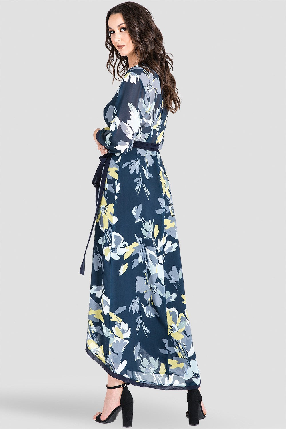 chiffon tulip dress Tulip Chiffon Gown with Shawl 16 / Carnation Multi