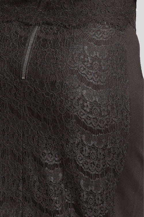 Plus size black lace pencil skirt