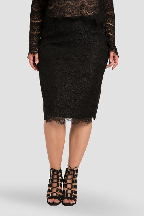 Plus size black ponte and knee-length pencil skirt