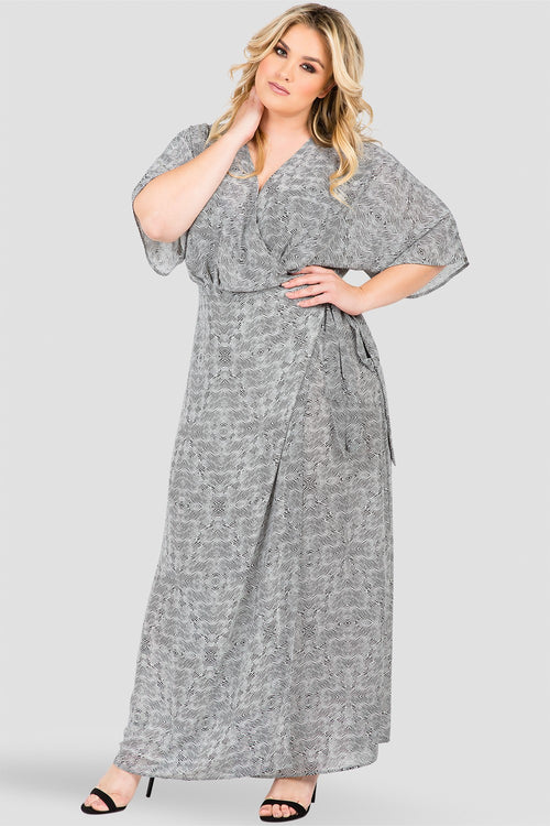 Plus Size Tribal Print Wrap Maxi Dress 