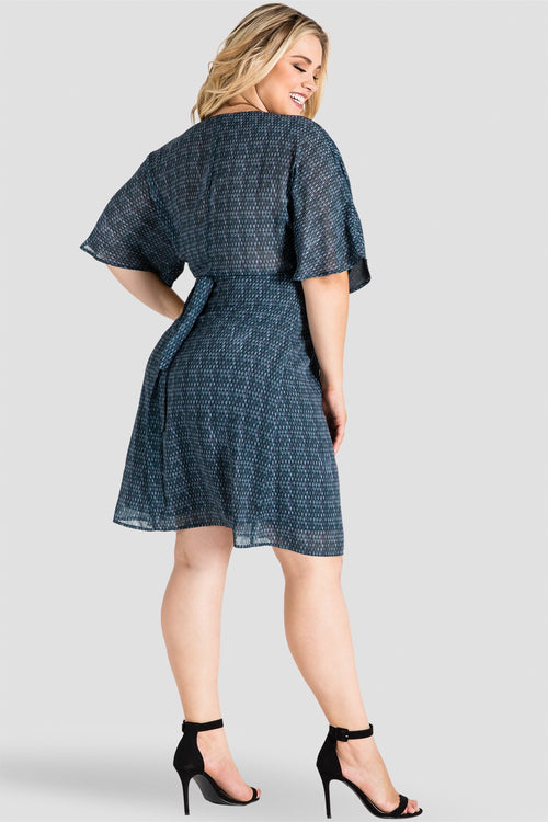 Plus Size Candice Snakeskin Print Knee Length Kimono Chiffon Wrap Dress