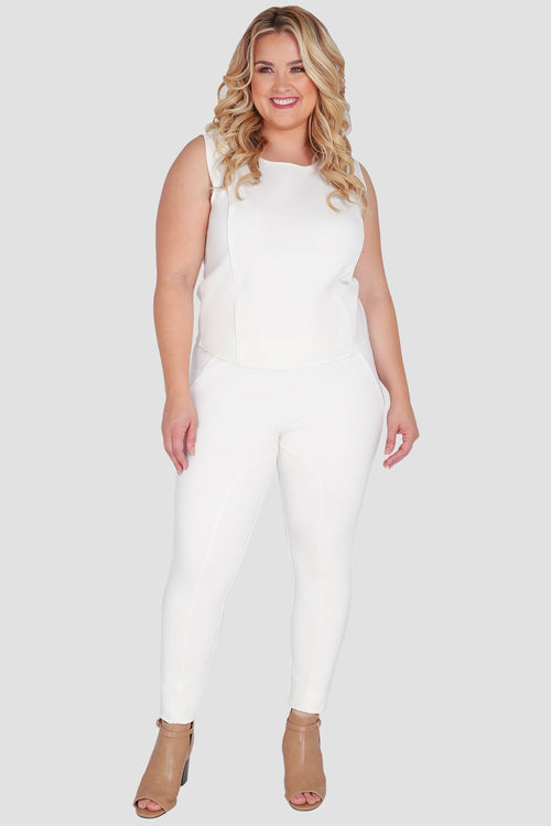 Plus Size Women's White Moto Leggings