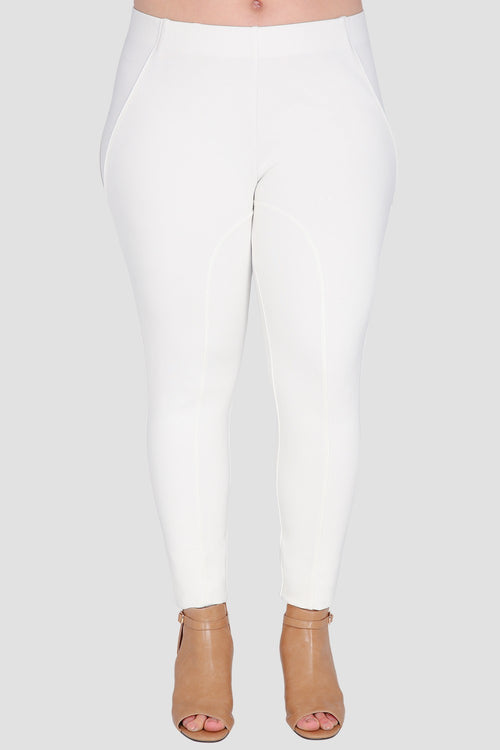 Plus Size Women's White Moto Skinny Pant