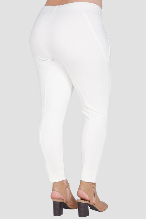 Plus Size Women's White Moto Skinny Leggings
