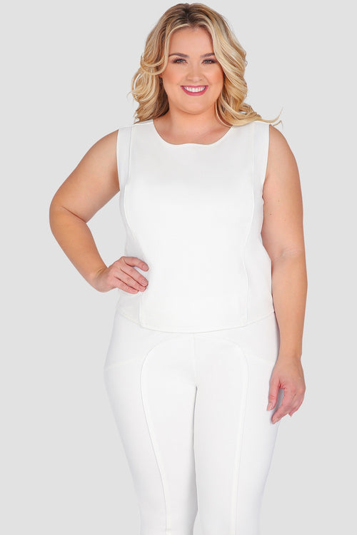 Standards & Practices Plus Size Sleeveless Skimmer Top in White Ponte