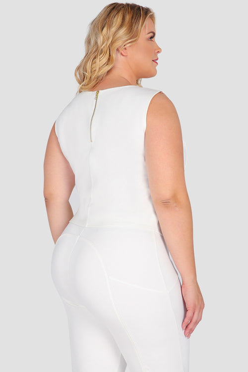 Women's Plus Size White Ponte Skimmer