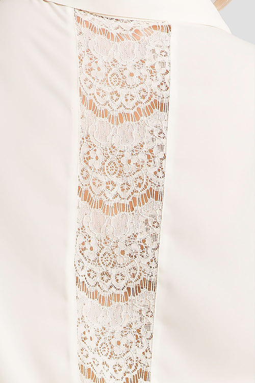 Plus Size Ivory Women's Button-Up Lace Shirt 