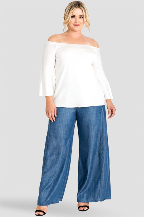 Plus Size Perry Denim Tencel Palazzo Pants