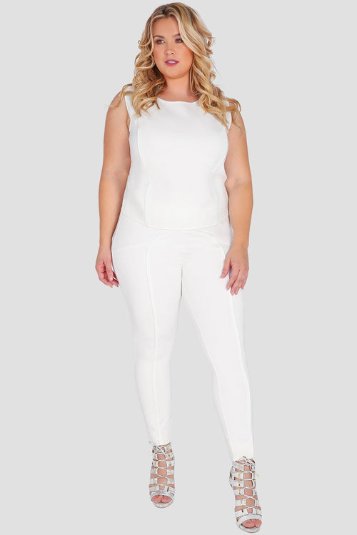 Standards & Practices Plus Size Women's White Ponte Skinny Pant