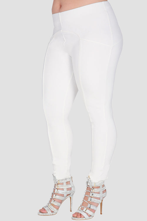 Standards & Practices Plus Size Women's White Moto Legging