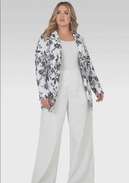 Plus Size Marnie Off-White High Waist Wide Leg Pants