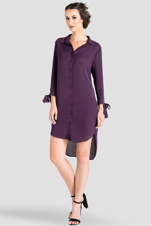 Chiffon Purple Button-Down Shirtdress