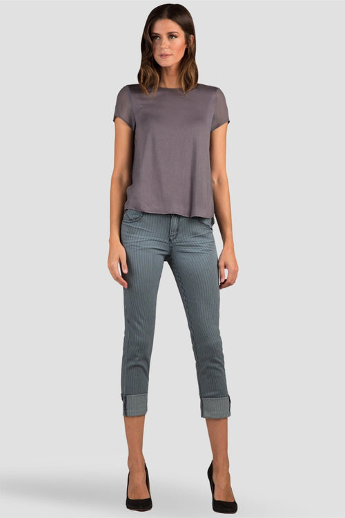 Chatanooga Dirt Road Stripe Capri Skinny Boyfriend Jeans