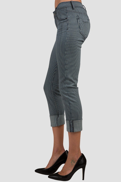 Chatanooga Dirt Road Stripe Capri Skinny Boyfriend Jeans