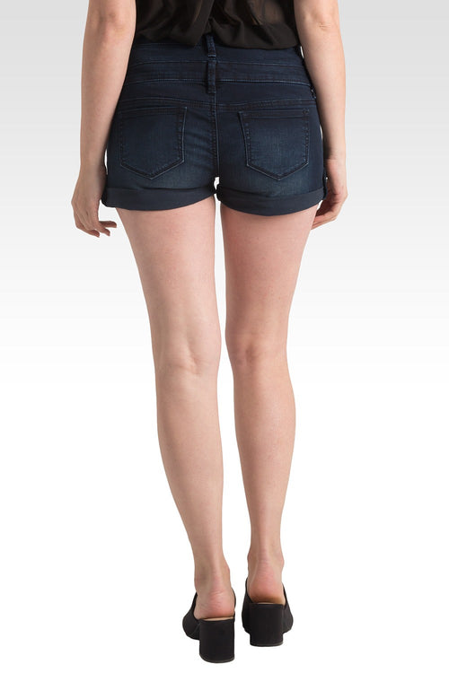 High Waist Three Button Indigo Shorts by Standards & Practices 
