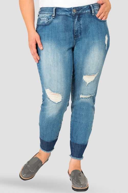 Plus Size Standards & Practices Women's Curvy Fit Raw Hem Two-Tone Midrise Skinny Jeans