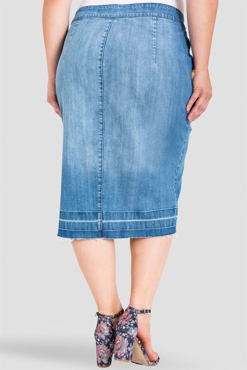 Plus Size Harley Button-Up Released Hem Denim Pencil Skirt