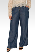 Ivy Plus Size High Rise Dark Indigo Wide Leg Tencel Pants
