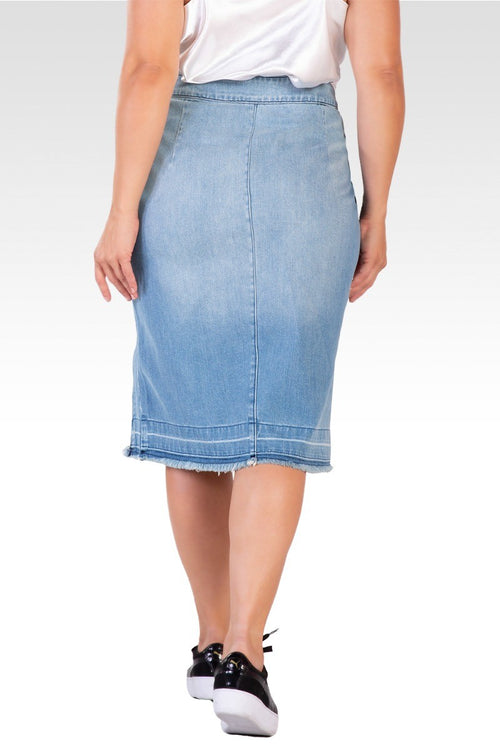 Alanis Plus Size Womens Raw Edge Slit Skirt