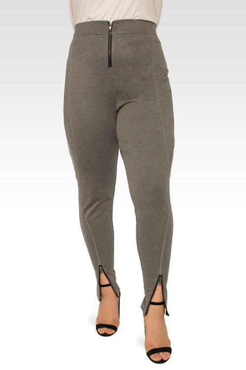 Ria Plus Size High Rise Ponte Knit Premium Dark Grey Legging