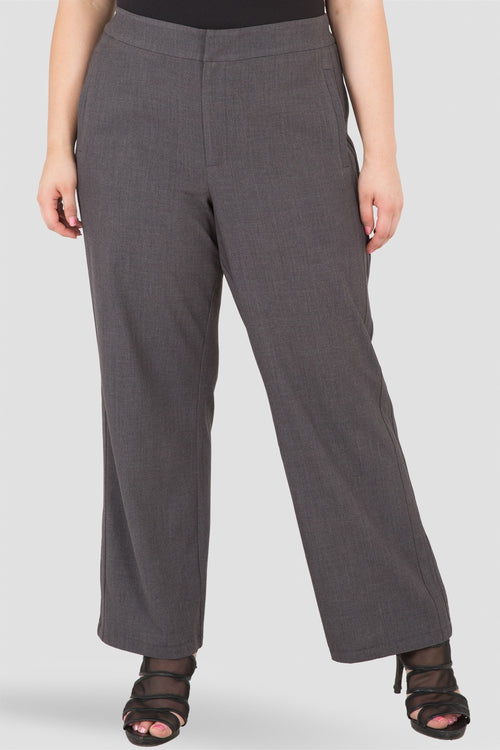 Plus Size Standards & Practices Curvy Fit Charcoal Gray High Waisted Wide Leg Suit Pants