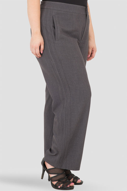 Plus Size Standards & Practices Women's Charcoal Gray High Waisted Wide Leg Suit Pants
