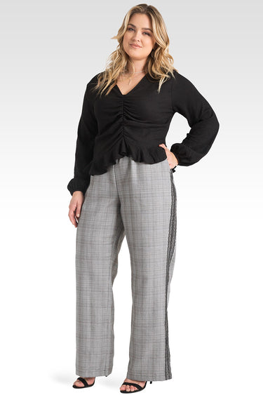 standards & practices plus size wide leg plaid suit pants
