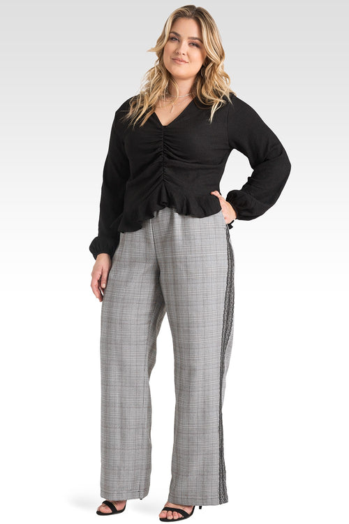 standards & practices plus size wide leg plaid suit pants