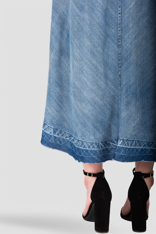 Standards & Practices Women's Thin Strap Denim Tencel Midi Slip Dress