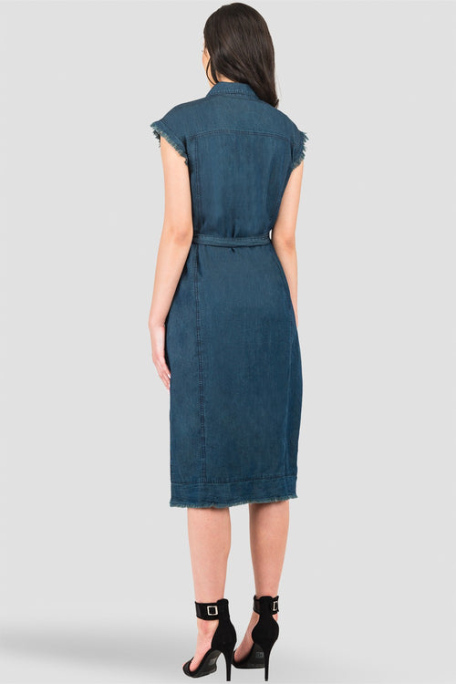 Aida Long Drop Shoulder Sleeveless Grommet Belt and Released Hem Jacket
