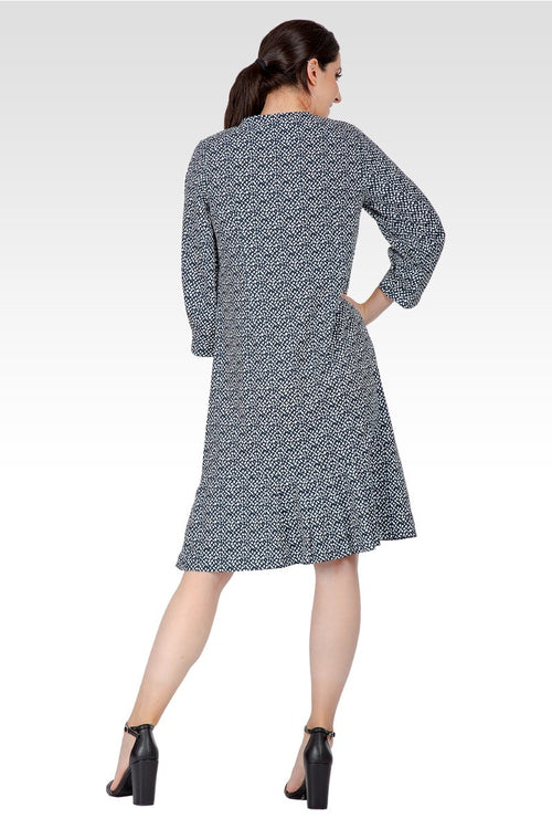 Victoria Women's Pullover 3/4 Sleeve Flounce Pleated Hem Mini Dress