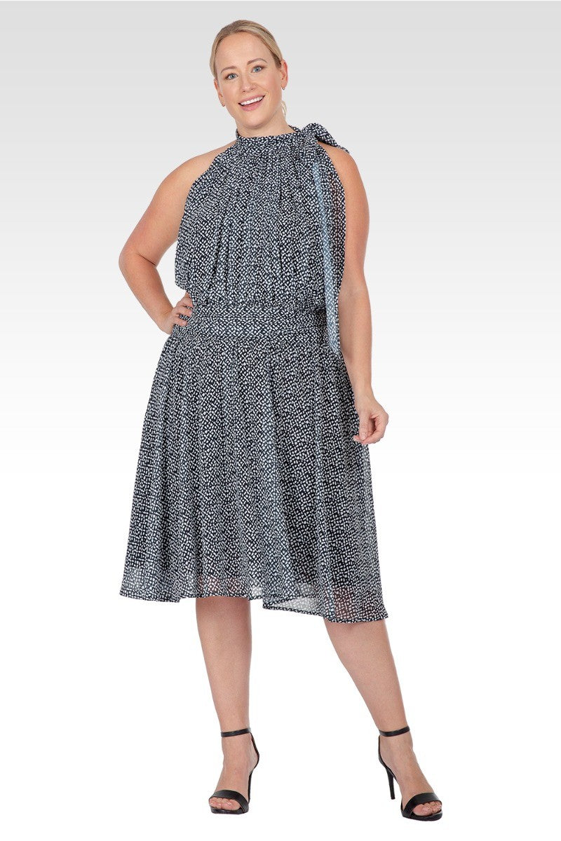 Standards & Practices Women's Plus Size Flouncy Halter Neck Tie Mini ...