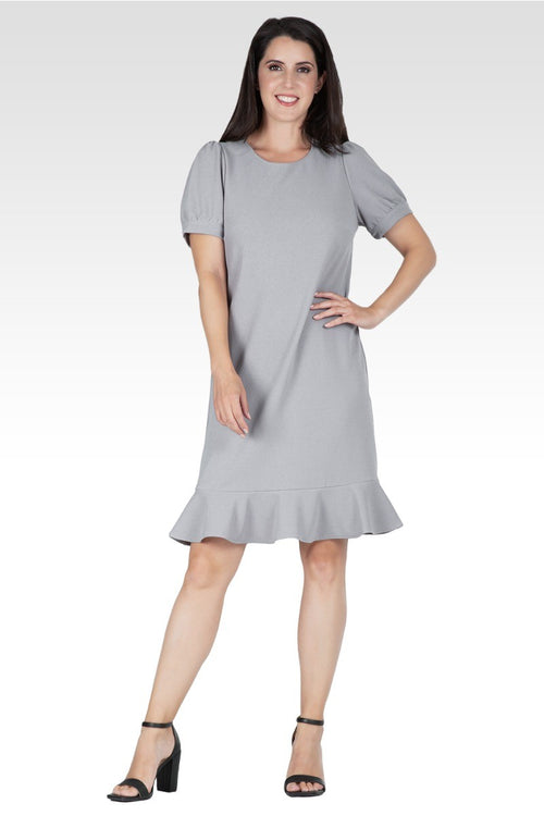 Adeline Women's Puff Sleeves Drop Waist Ruffle Hem Mini Dress