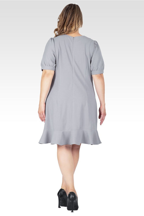 Adeline Women's  Plus Size Puff Sleeves Drop Waist Ruffle Hem Mini Dress