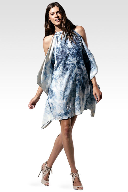 Standards & Practices Women Indigo Tencel Hankerchief Dress
