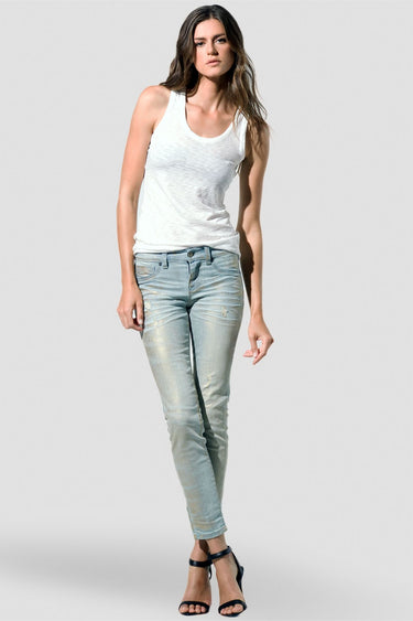 Women Light Wash Metallic Skinny Jeans 