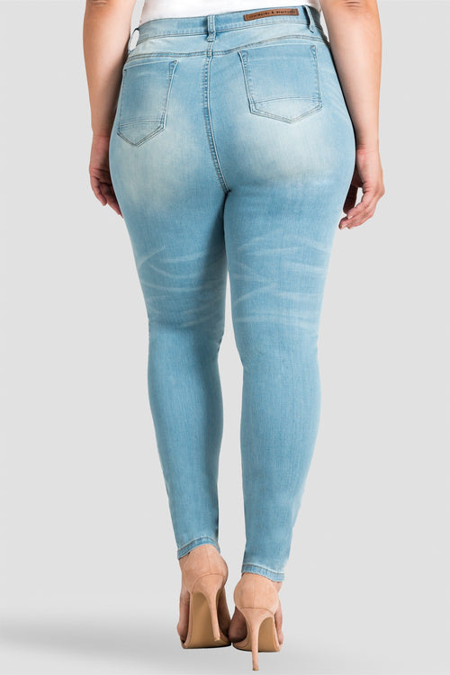 Plus Size Women Destroyed Denim Skinny Jeans 