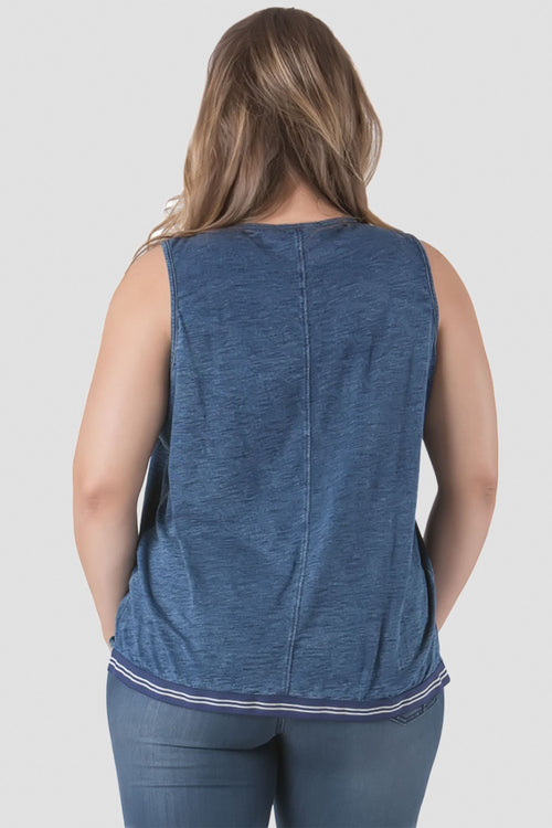 Women Plus Size Blue Indigo Crossover Top