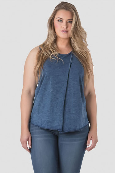Women Plus Size Blue Indigo Soft Knit Top