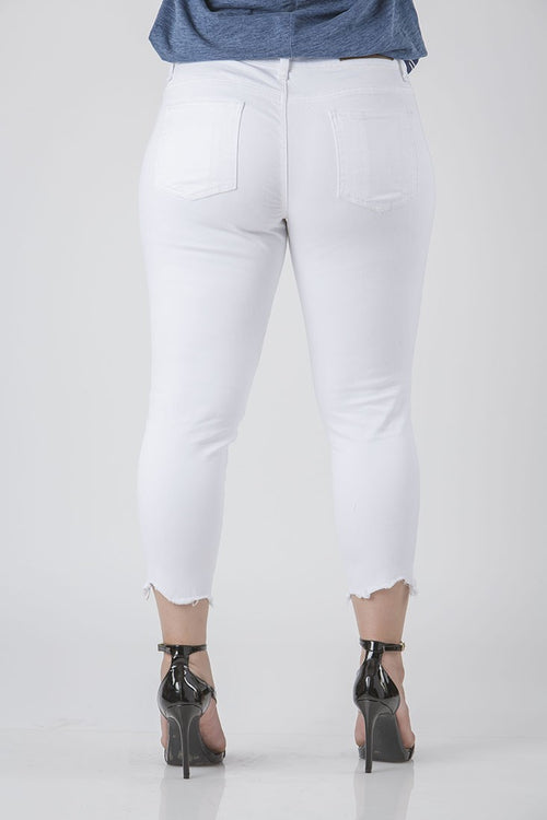 Plus Size Women White Mid-Rise Jeans 