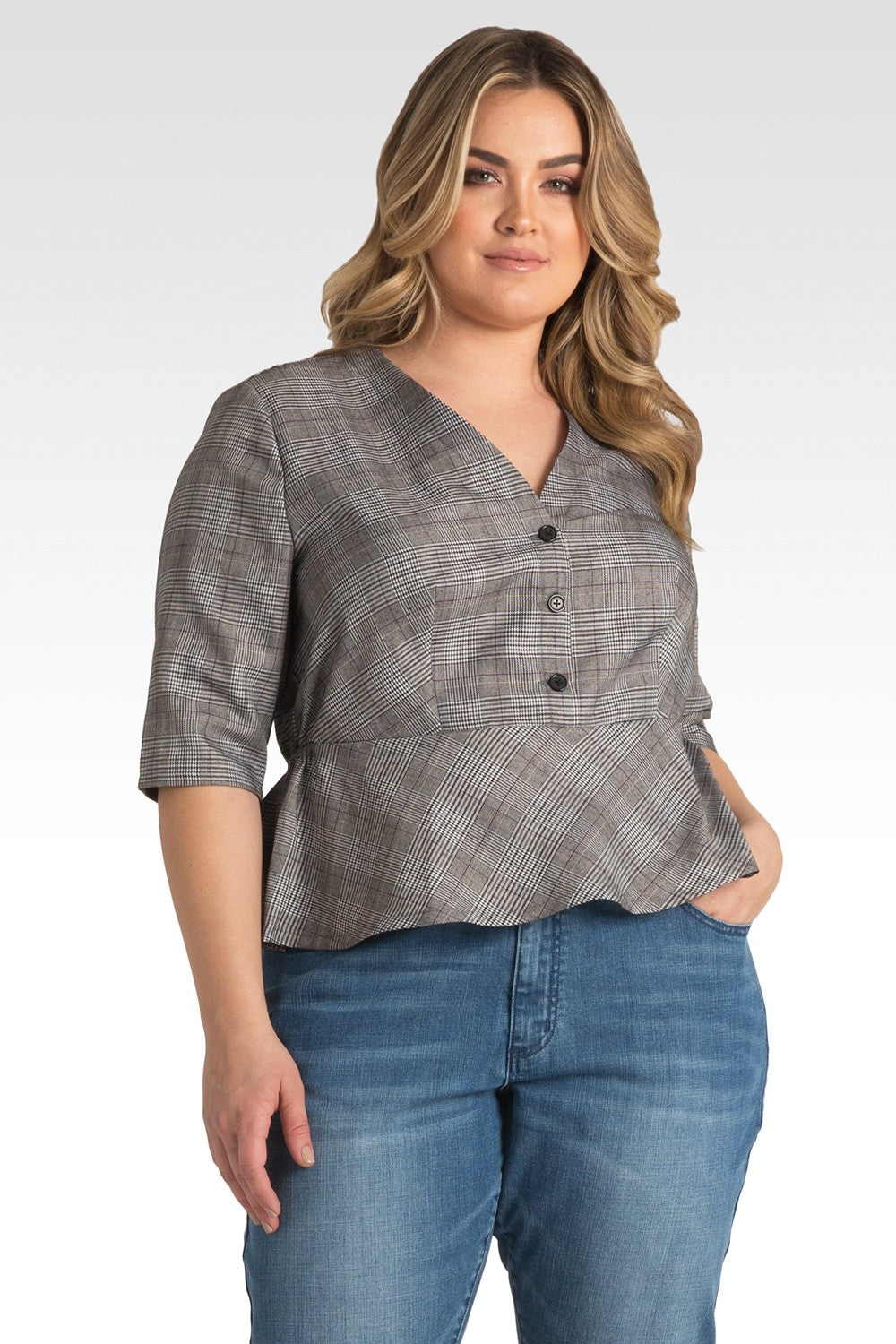 Standards & Practices Plus Size Women's Peplum jacket - Black & White ...