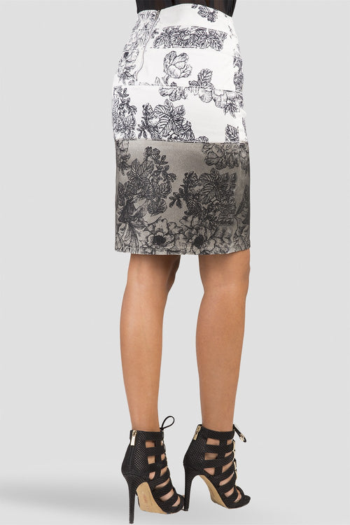 Women Black Floral Print Pencil Skirt 