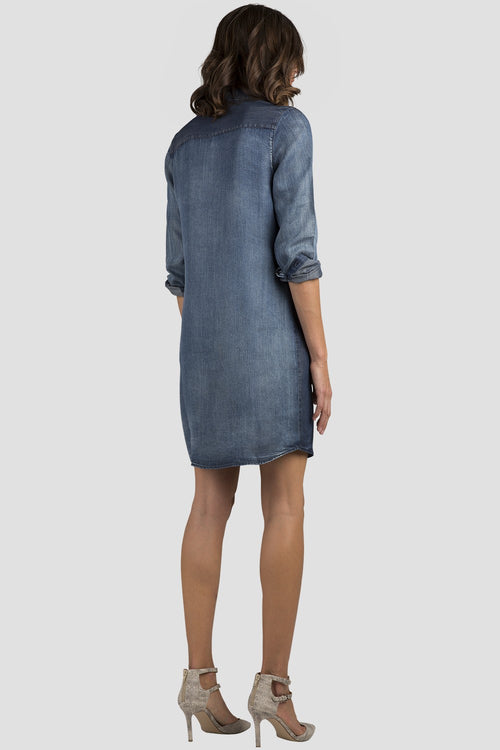 Women Chambray Denim Shirt Dress