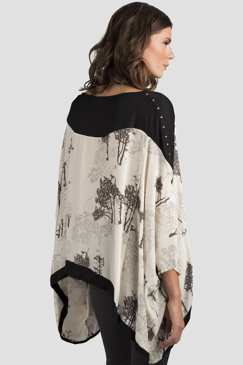 Women White Tree Printed Silk Top